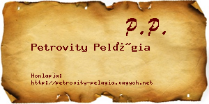 Petrovity Pelágia névjegykártya